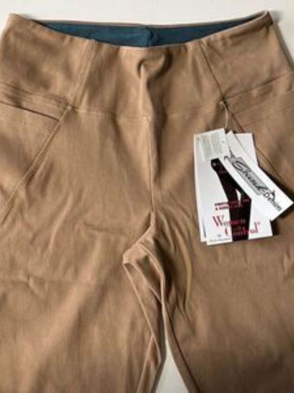 Women with Control Petite Prime Stretch Demin Petite Flair Pants - Picture 5 of 8